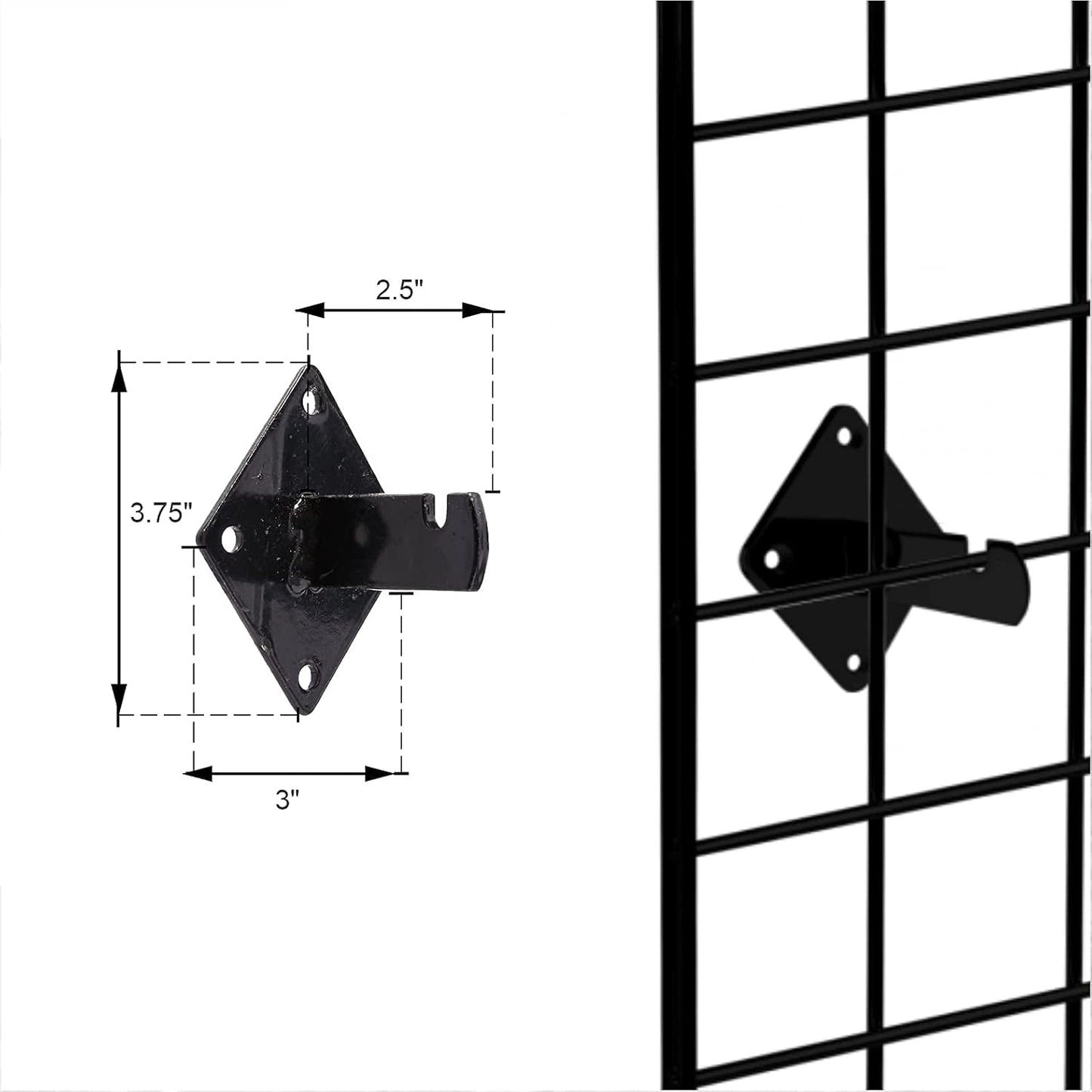 KINGDOM SOLUTIONS 36-Pack Black Gridwall Panel Mount Brackets – Heavy-Duty Wall Brackets for Gridwall, Slatgrid, or Trellis Panel Mounting – Durable Display Hardware for Store or Garage