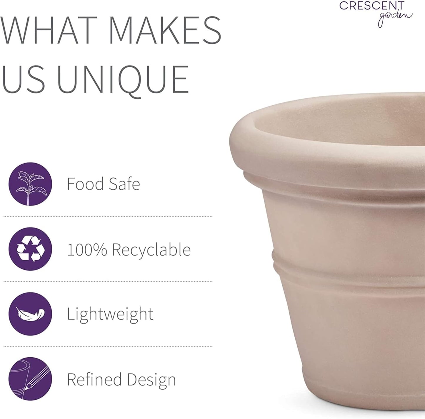 Crescent Garden Brunello Planter, Classic Rolled-Rim Plant Pot, 16-Inch (Rust)