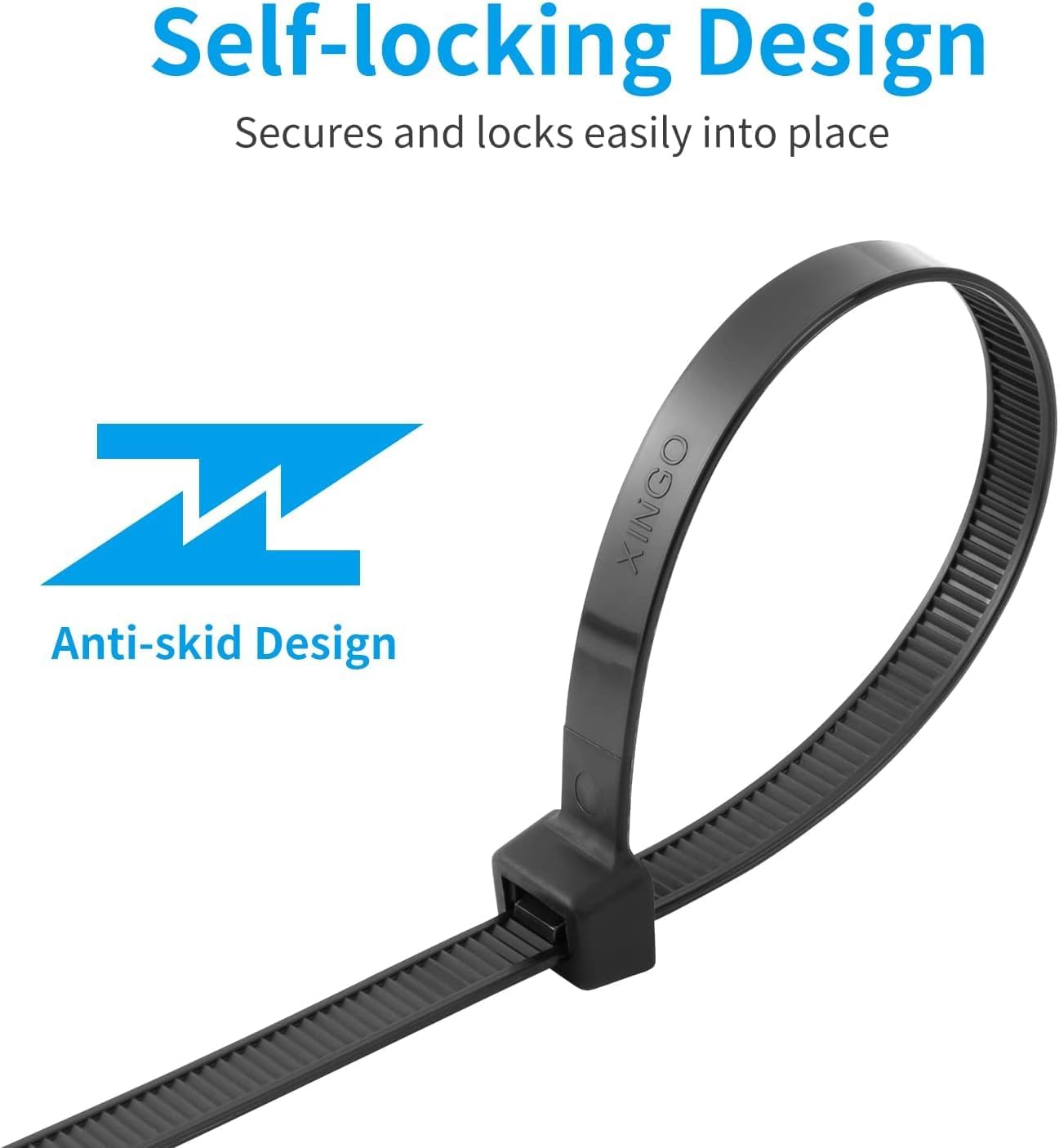 XINGO 12 Inch Black Zip Ties Heavy Duty 100 Pack, 120 LBS Tensile Strength, Premium Nylon Cable Wire Ties, Self-locking Plastic Ties for Indoor and Outdoor Use