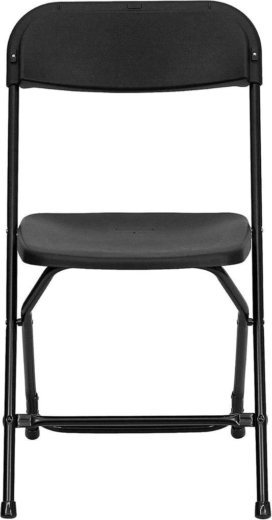 Flash Furniture Hercules Series Plastic Folding Chair - Black - 650LB Weight Capacity Comfortable Event Chair - Lightweight Folding Chair
