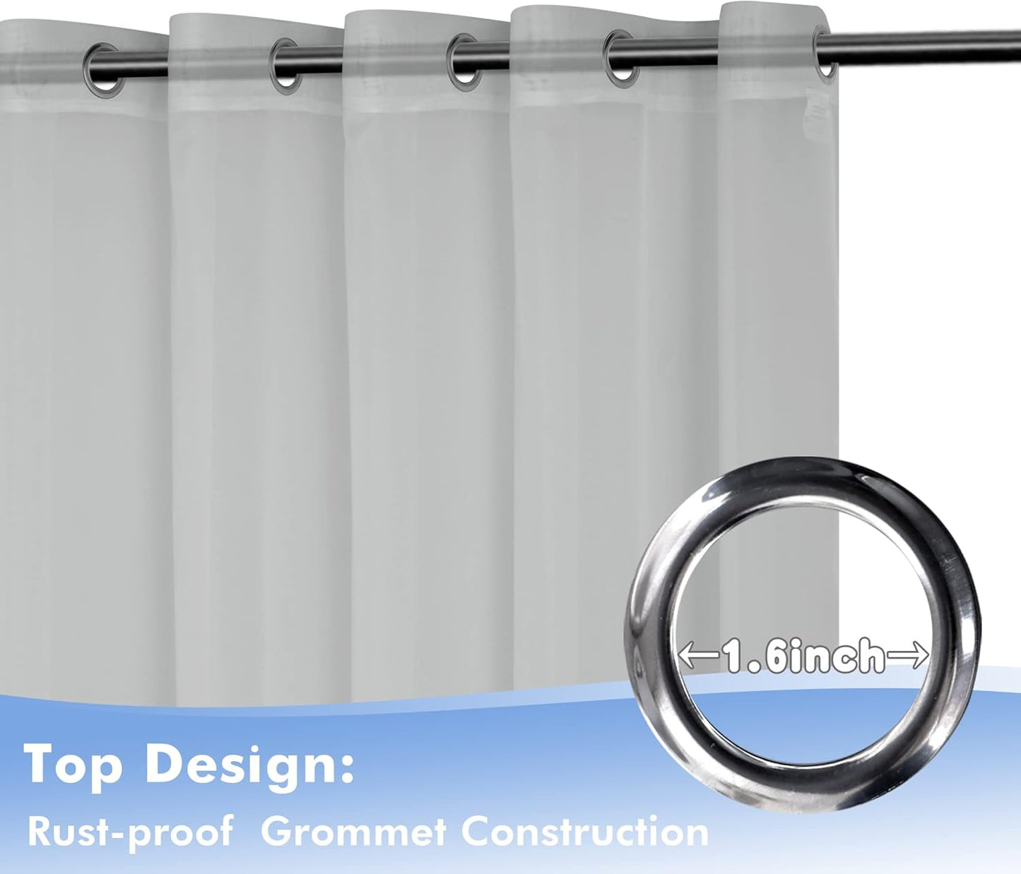 HolidayIdeas Outdoor Sheer Curtains for Patio Waterproof, 4 Panels - 54 x 84 Inch - Cloud Grey Light Filtering Voile Outside Curtains Grommet Drapes for Front Porch, Gazebo, Pergola, Backyard