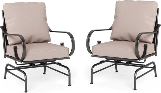 Sophia & William Extra Large & High Back Patio Furniture Set Metal Modern Outdoor Conversation Sets with Motion Chairs