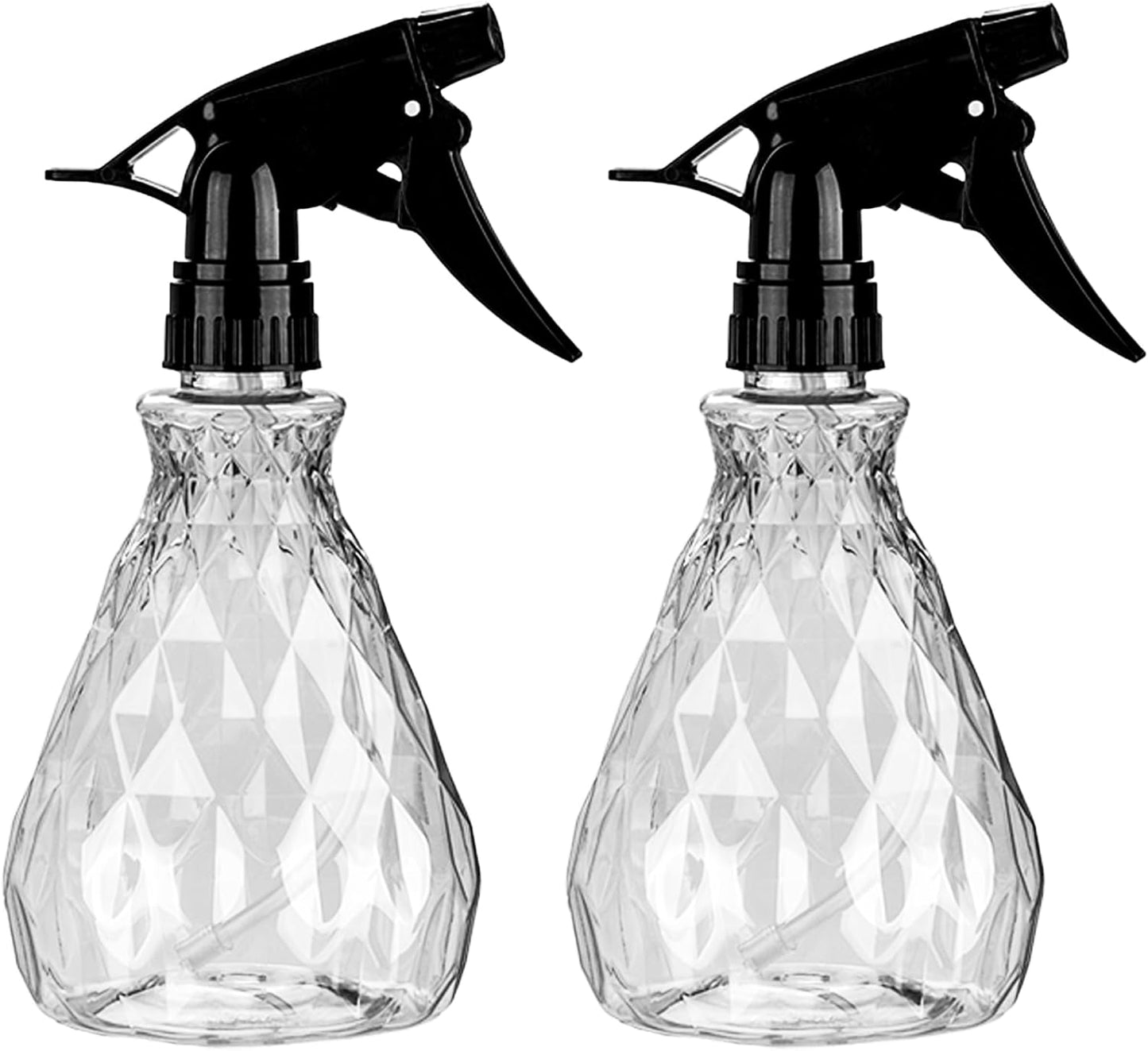 2 Pcs Spray Bottles, 500 ml/17 oz Empty Water Spray Bottles, Plastic Reusable Adjustable Mist Sprayer Squirt Bottles Containers Refillable for Cleaning Solutions, Gardening, Plants (Clear)