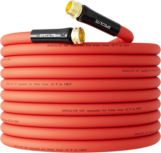 5/8" Hot/Cold Garden Water Hose 75 ft, -50℉-190℉,Flexible & Lightweight With 3/4" Brass Fittings for Yard, Outdoor, Farm, Red