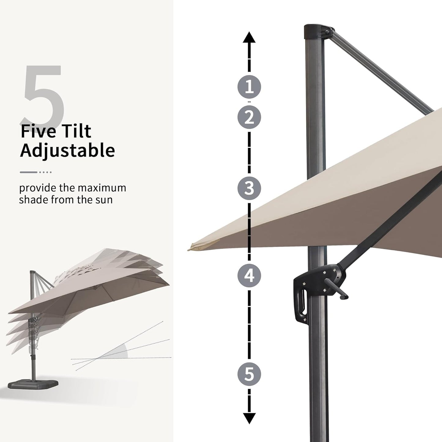 PURPLE LEAF 10 Feet Patio Umbrella Outdoor Cantilever Square Umbrella Aluminum Offset Umbrella with 360-degree Rotation for Garden Deck Pool Patio Taupe