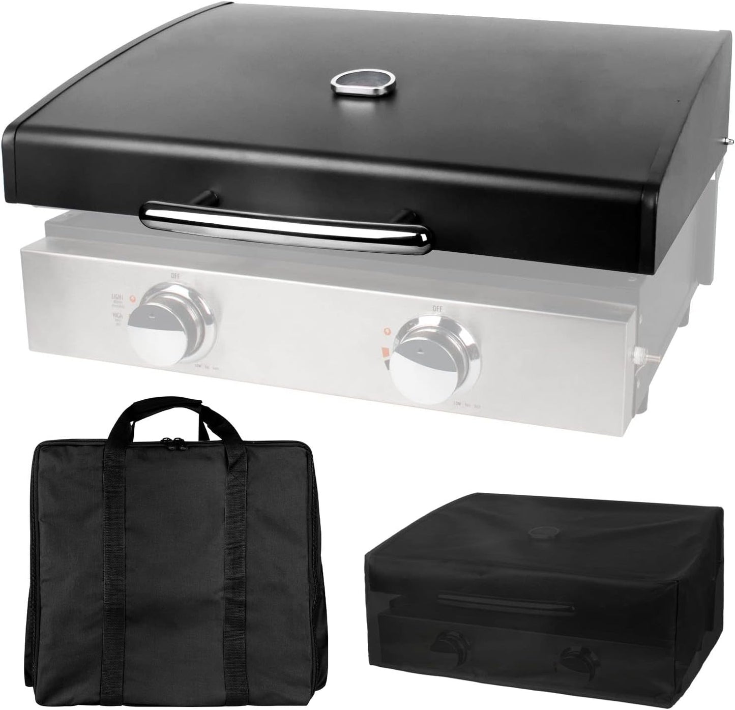 5011 Hard Cover Hood with Temperature Gauge for Blackstone 22 inch Table Top Griddle, Griddle Lid and Heavy Duty Grill Cover & Bag for Blackstone 22" Table Top Griddles, Black