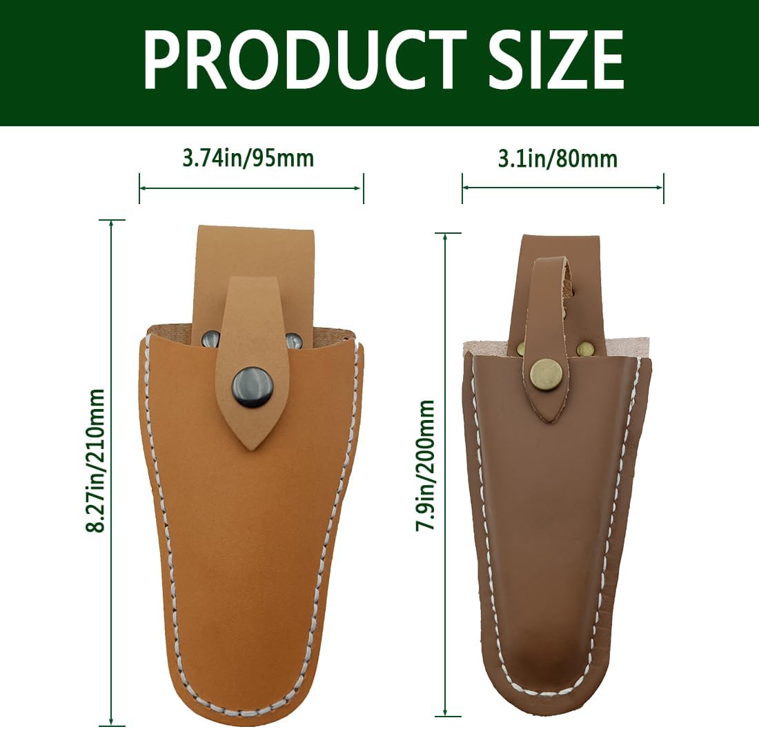 Pruner Holster,Garden Leather Hanging Pouch with Safety Lock for Hanging Pruning Shears for Garden Pruning Pliers Shears Scissors (Yellow+Brown)
