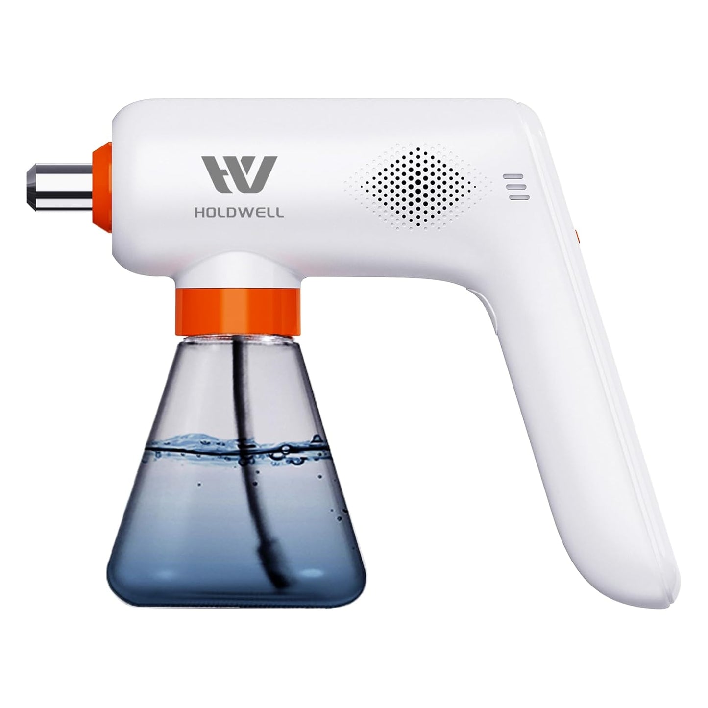 Cordless Electric Disinfection Fogger, Detachable Stainless Steel Nozzle, 3-Gear Adj 14.2oz Sanitizer Atomizer, Blue Light Nano Spray Gun for Place Cleaning/High-Touch Item Contactless Sanitization