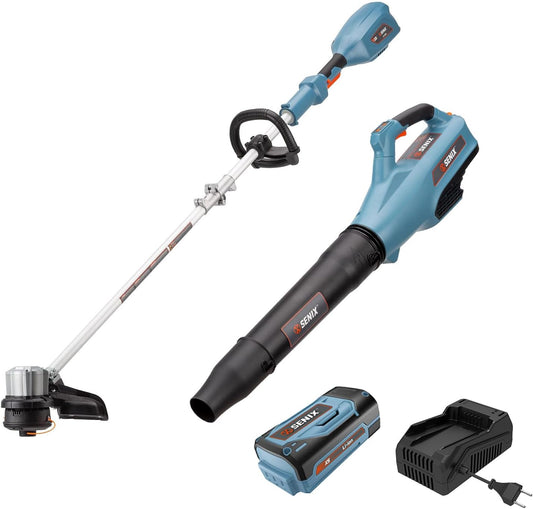 SENIX X5 58V MAX* 2-Piece Cordless Yard Tool Combo Kit with 11“/13" Brushless String Trimmer Weed Wacker,520CFM 3-Speed Leaf Blower,Includes 2.5Ah Battery & Charger (S5K2B1-01)