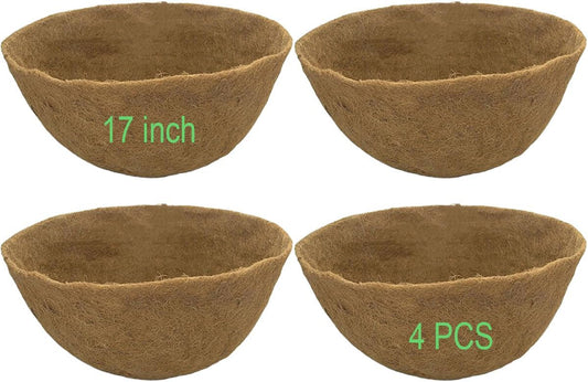 4 PCS 17" Coco Liners for Planters Round Basket Shaped Coconut Fiber Replacement Liners