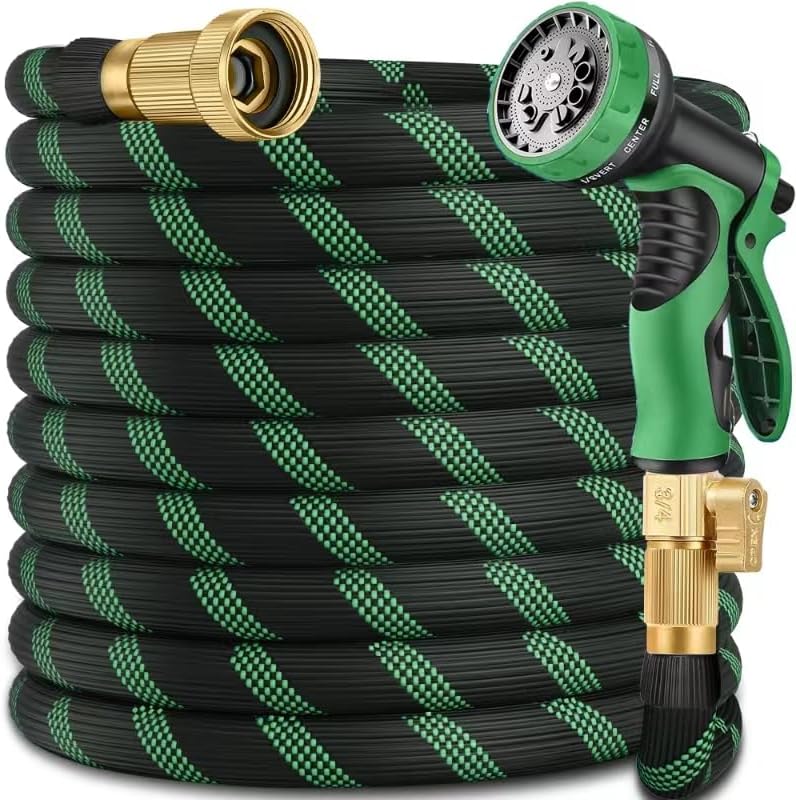200 ft Garden Hose-No Kink,Heavy Duty,Lightweigh Flexible,Leakproof Water Hose with Sprayer Nozzle-3/4" Solid Brass Connectors-Rubber Car Hoses