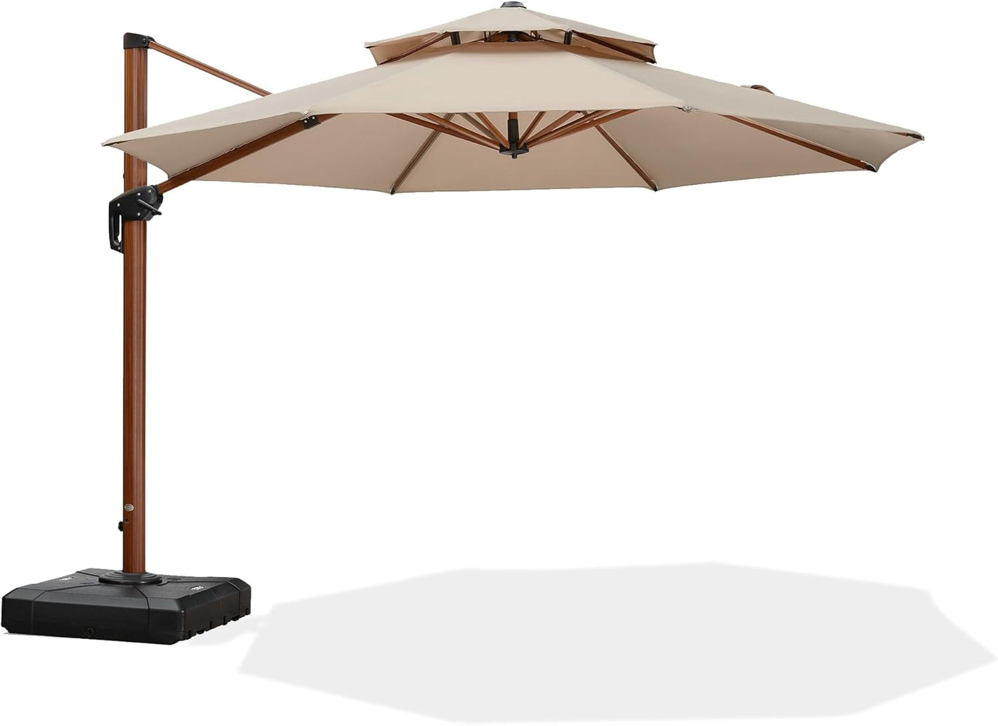 PURPLE LEAF 11ft Patio Umbrella Outdoor Round Umbrellas Large Cantilever Umbrella Windproof Offset Umbrellas Heavy Duty Sun Umbrella for Garden Deck Pool Patio, Beige
