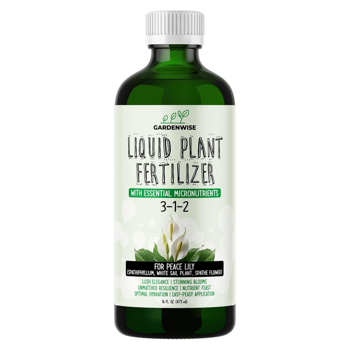 Peace Lily Fertilizer: 3-1-2 Liquid Fertilizer with Essential Micronutrients - The Ultimate Food for Spathiphyllum, Perfect for Indoor Plants (8 OZ)