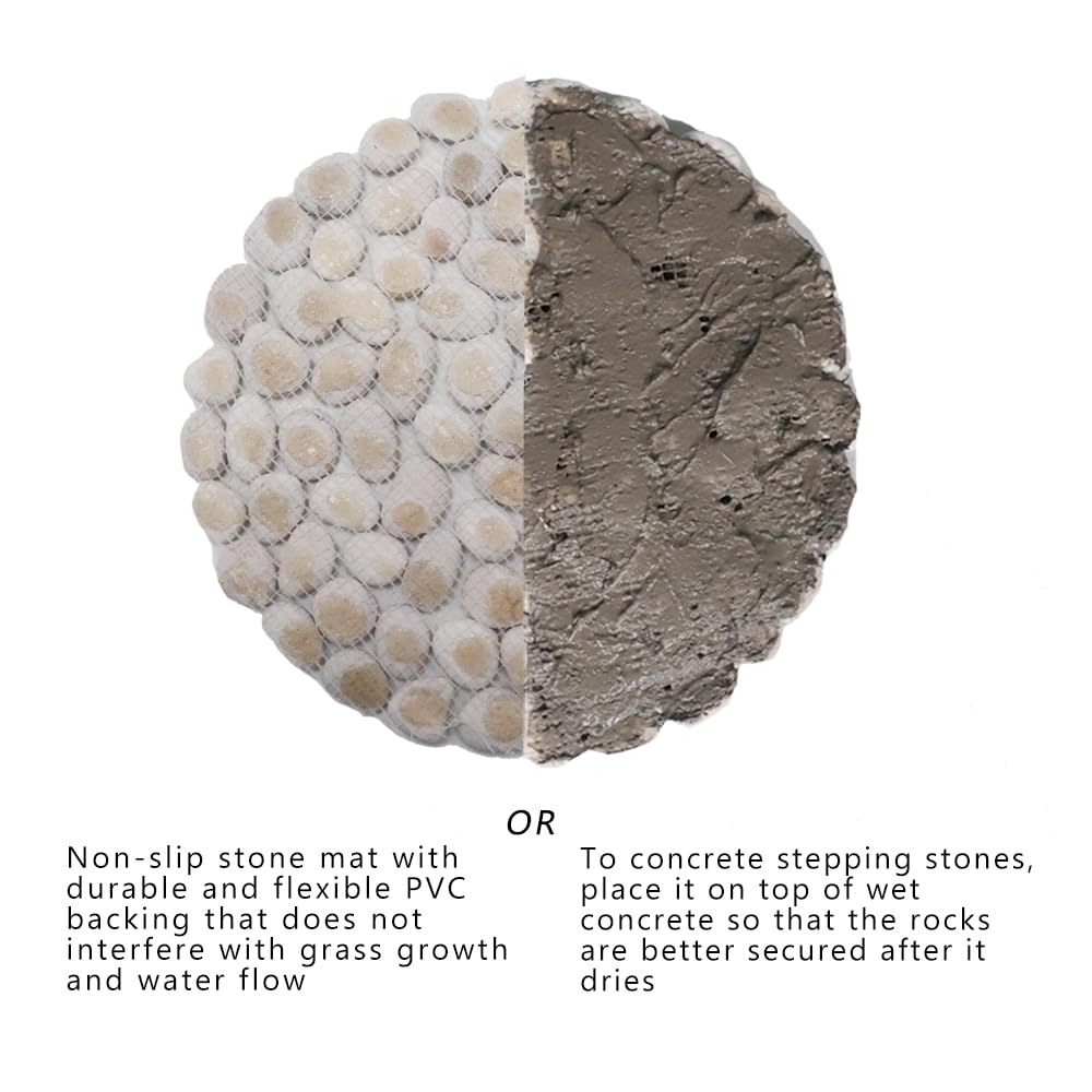 12 inch River Rock Stepping Stone - Diamater Pavers for Outdoor Garden Walkway, Landscaping - Polished Pebble Step Stones for Patio Yard Lawn Pathway, Set of 6 (Roundness,White)