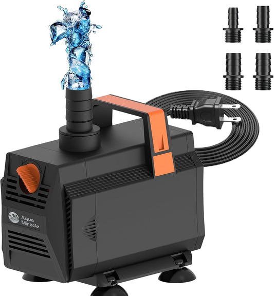 AquaMiracle 600GPH Submersible Water Pump Pond Pump(2270L/H, 35W), Water Fountain Pump Aquarium Water Pump with Flow Control for Fish Tank, Waterfall, Statuary, Filtration, Water feature, Hydroponics