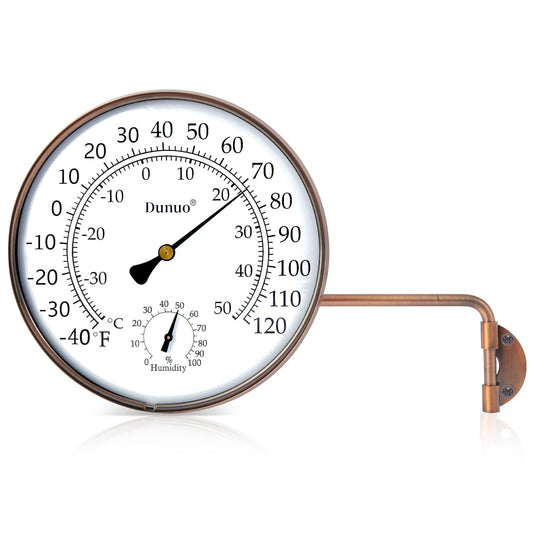 6-Inch Outdoor Thermometer for Patio. Accurate Window Thermometer for Outside Temperature, Greenhouse, Garage.Solid Brass Swivel with Humidity (6inch Thermo&Hygrometer)