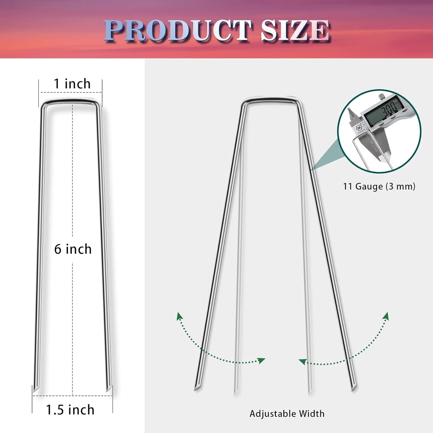 Gtongoko 120 Pack Galvanized Landscape Staples Plant Cover Stakes 6 Inch 11 Gauge Lawn Staples Fence Stakes Ground Stakes for Landscaping Securing Weed Barrier Fabric, Decoration