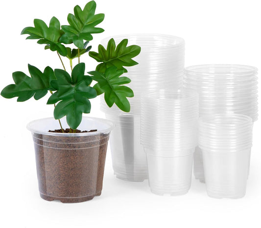 JERIA 40 Pack 6/5/4/3.5Inch Clear Nursery Pots with Drainage Holes, Clear Plant Pot for Planting, Transparent Plastic Plant Pots,Durable Seed Starting Pot for Succulents