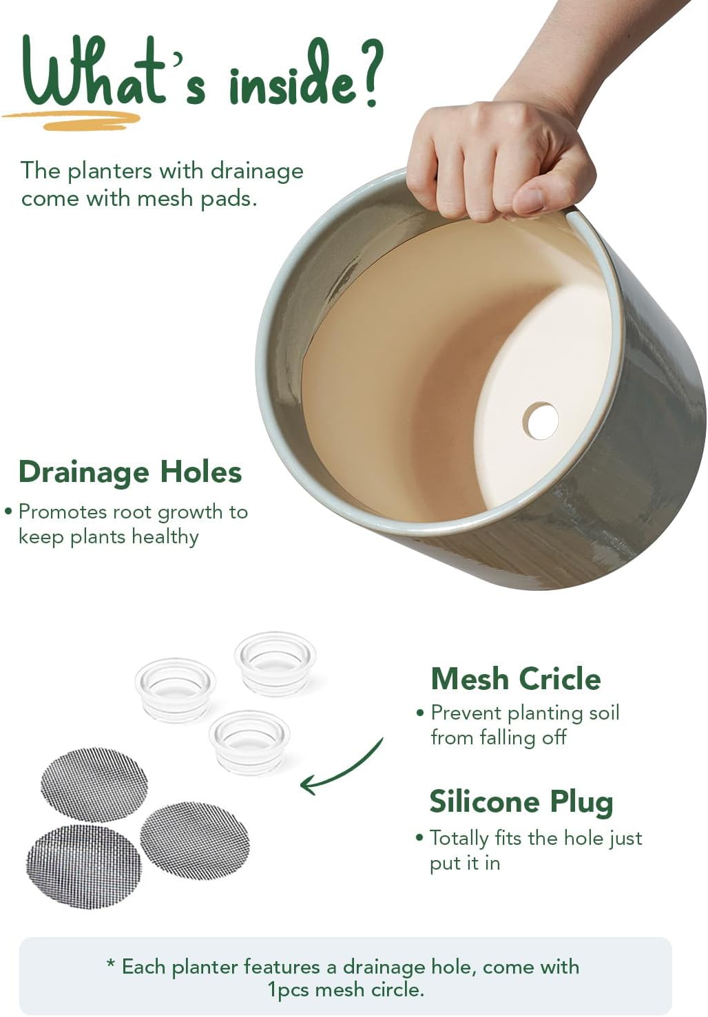 LE TAUCI Ceramic Plant Pots Indoor, 10+8+6 Inch Planters for Indoor Plants, Mid-Century Modern Flower Pots with Drainage Hole and Plug, Cylinder Round Planters, Set of 3, Blue Gray