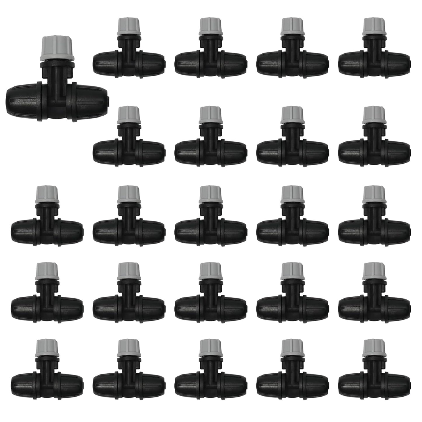 24 Pcs Upgraded Micro Spray Irrigation Drippers for 1/4" Drip Tubing, Adjustable Three-Way Atomizing Nozzle Irrigation Emitters Tee Misting Drippers for Drip Sprinkler Systems