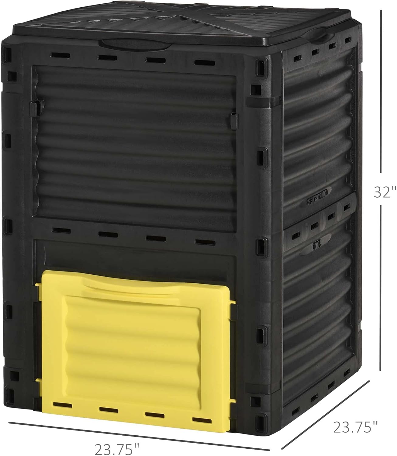 Compost Bin Outdoor 80 Gallon Garden Composter, with 48 Vents and Sliding Doors, Lightweight Outdoor Compost Box for Garden, Kitchen, and Yard Waste, Black+Yellow