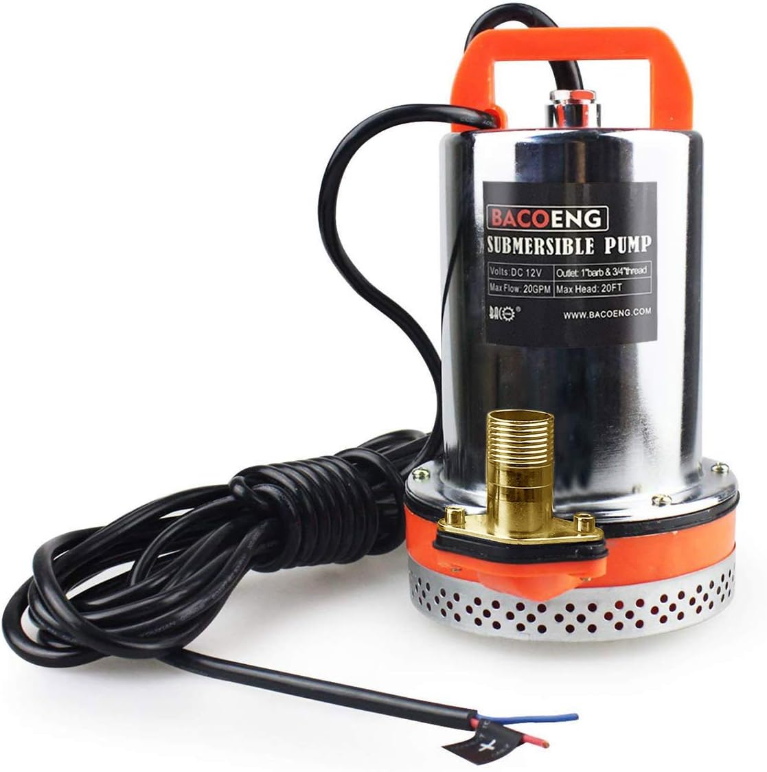 BACOENG 12V DC Farm & Ranch Solar Water Pump Submersible Well Pump 20FT Lift