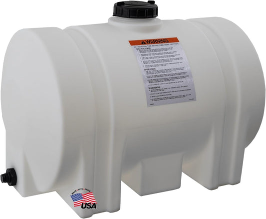RomoTech 82123939 Horizontal Polyethylene Reservoir Water Tank w/Legs, 60 gal, Made In USA, Natural Poly Tank for Non-Flammable Liquids, UV-Resistant, Ideal for Agricultural Use, RV Water Storage