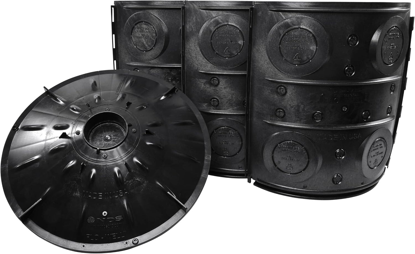 NDS FWAS24 50 Gal. Flo Stormwater Dry Well System Kit with 3 Side Panels & 1 Cover, Ideal for Rainwater Collection, Black