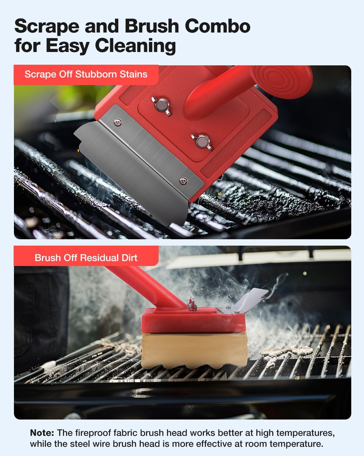 Grill Brush Bristle Free(Fire-Resistant Fabric),Replaceable BBQ Cleaning Head,Safe Replacement Cleaning Pad for Cast Iron or Stainless-Steel Grates (No Handle)