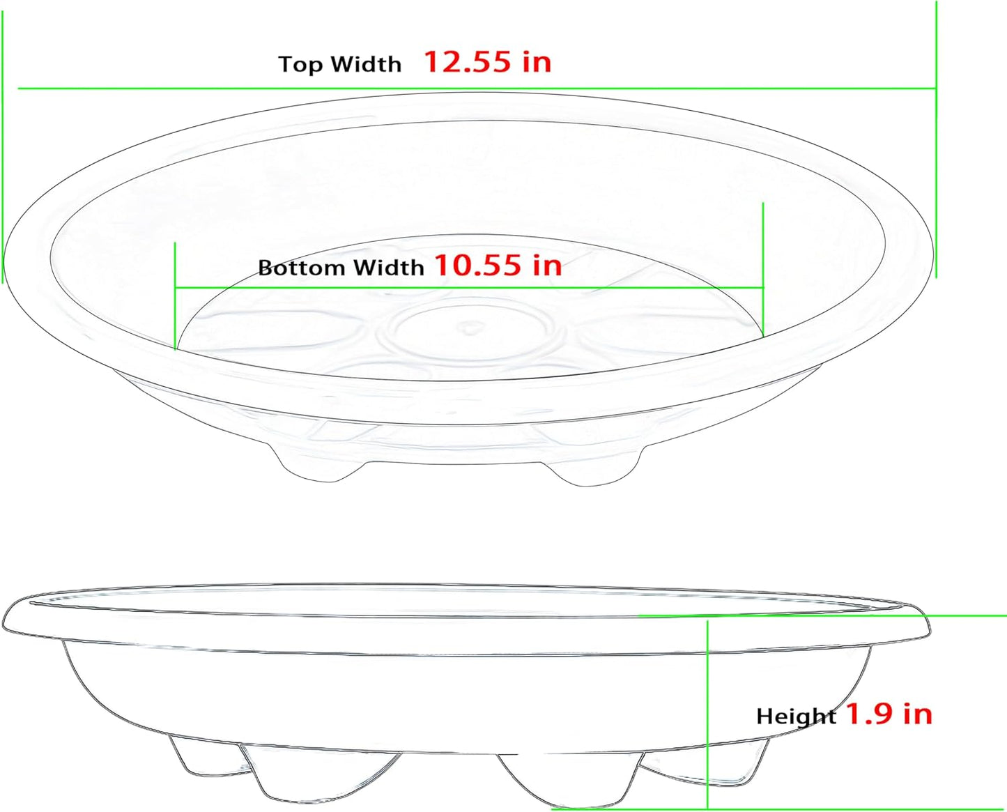 6 Pack of Plant Saucer 12 inch, Large Heavy Duty Plastic Saucers Round, Plant Drip Trays for Indoors Outdoor, Plant Water Tray for Planters, Blue