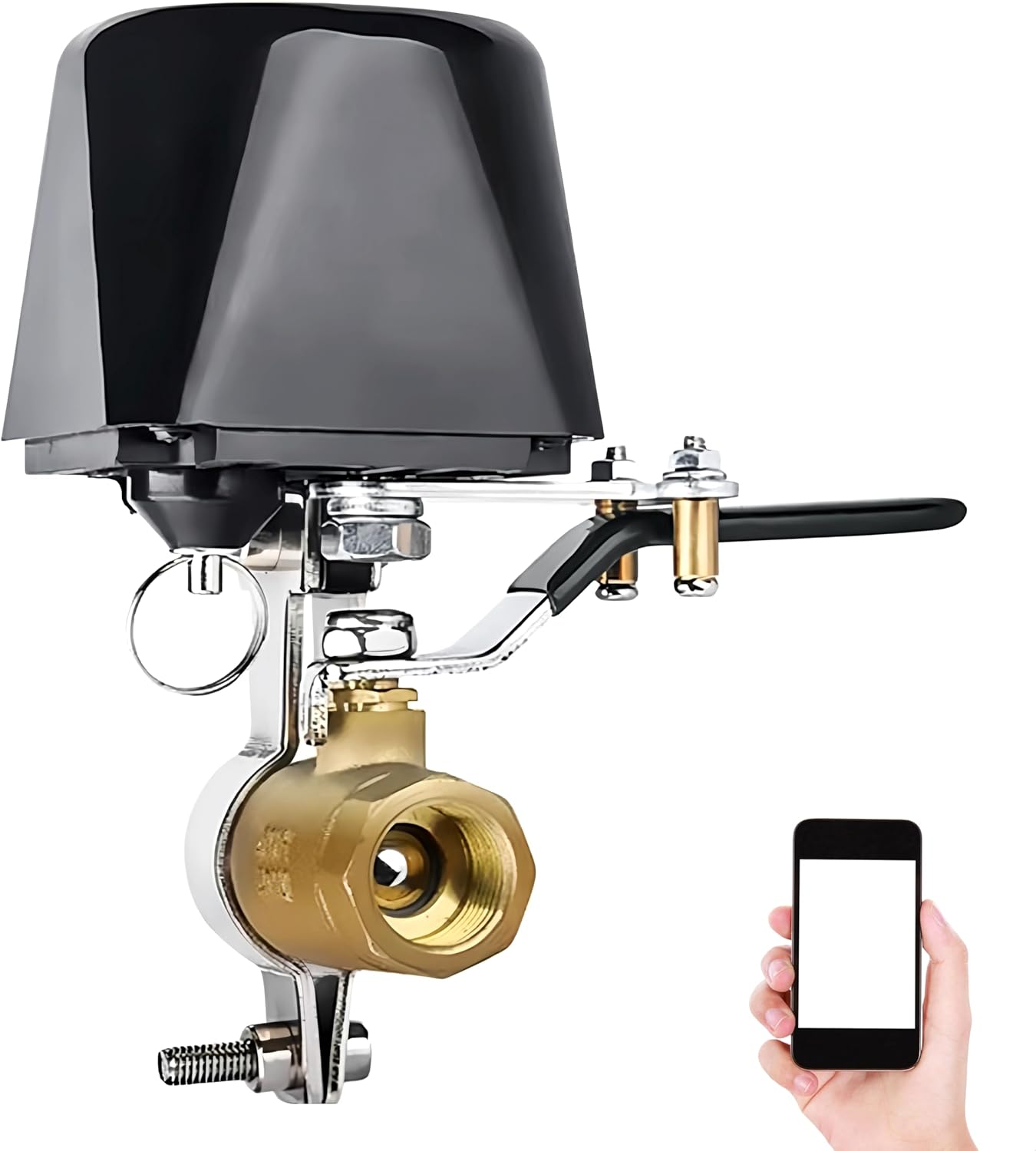 WiFi/ Bluetooth Water Shutoff Valve Timer, Automatic Tuya Smart Watering Time Ball Valve Controller Device for Garden Hose Irrigation, Tuya & Smart Life APP Control Compatible with Alexa