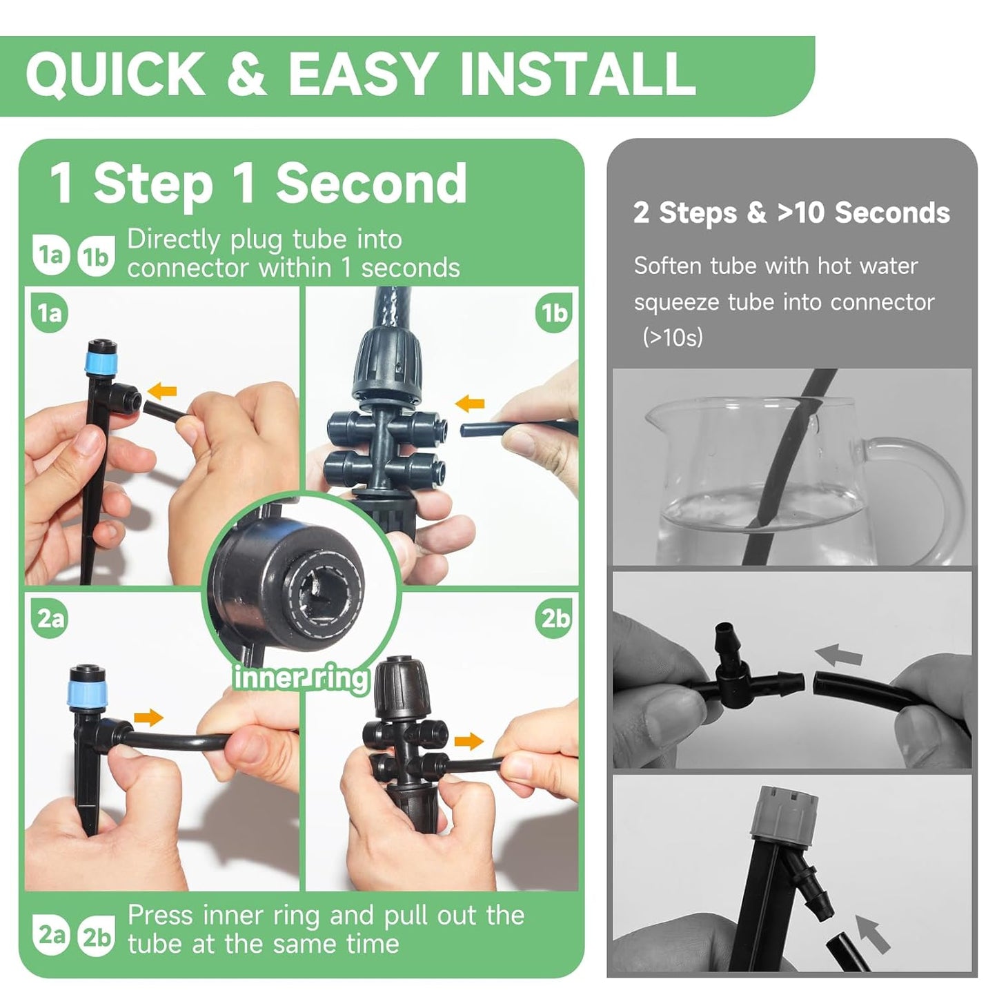 Quick-Connect 200FT Drip Irrigation System Kit, Automatic Garden Plant Watering System for Greenhouse, Yard, Lawn, with 1/2 inch 1/4 inch Irrigation Tubing Hose and Accessories