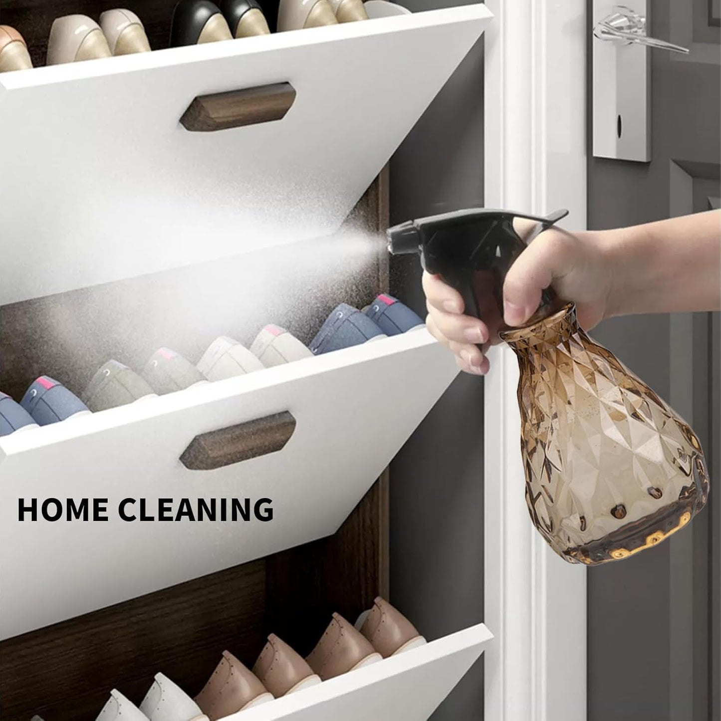 2 Pcs Spray Bottles, 500 ml/17 oz Empty Water Spray Bottles, Plastic Reusable Adjustable Mist Sprayer Squirt Bottles Containers Refillable for Cleaning Solutions, Gardening, Plants (Brown)