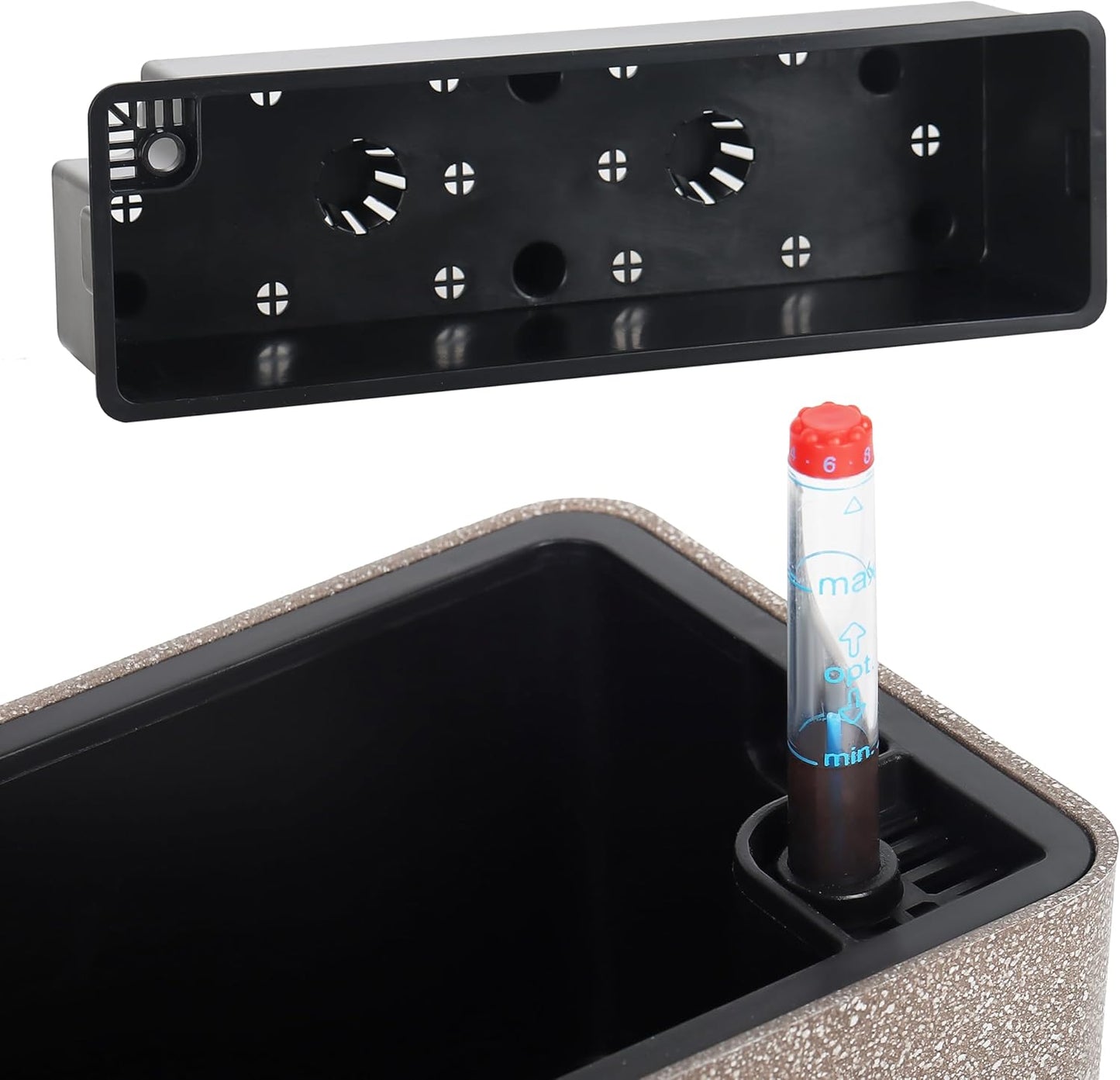 GardenBasix Elongated Self Watering Planter Pots 2-Pack Window Box 5.5 x 16 inch Indoor Home Garden Modern Decorative Pot for All House Plants Flowers Herbs (Coffee,2)