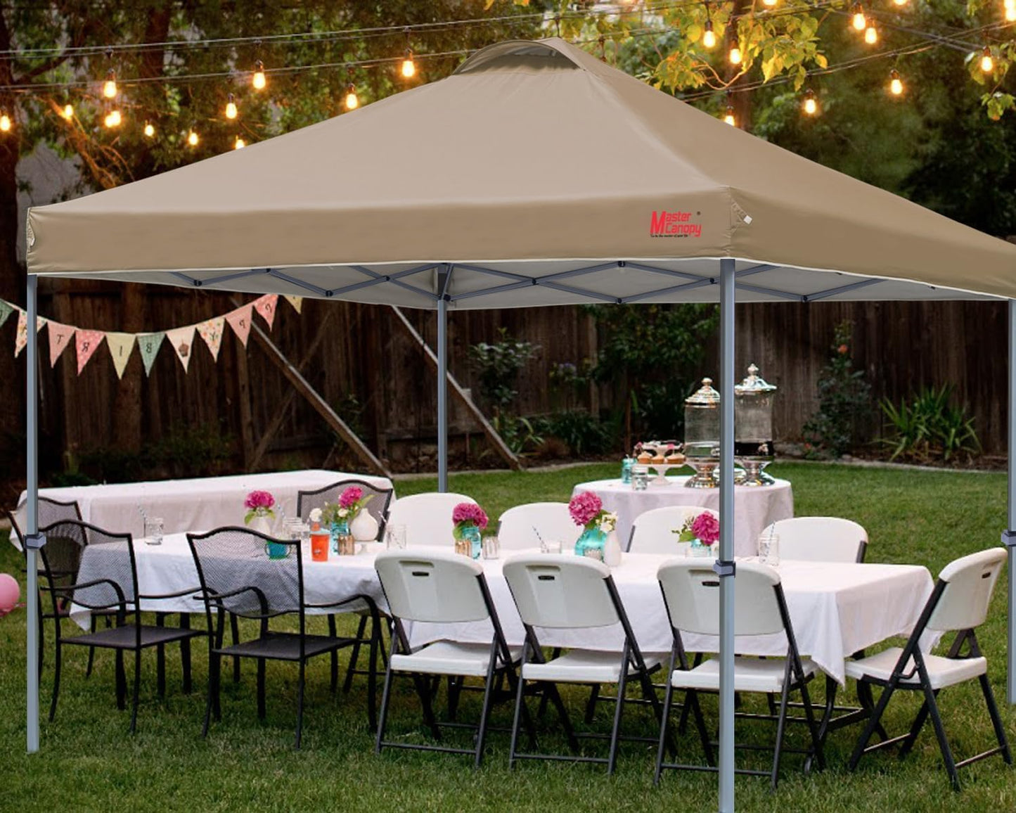 MASTERCANOPY Durable Pop-up Canopy Tent with Roller Bag (12x12, Khaki)