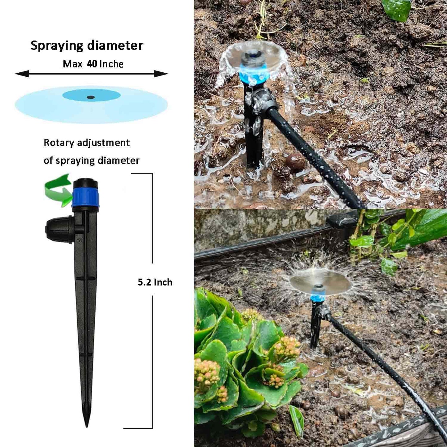 64FT Drip Irrigation Kit with Garden Timer Plant Watering System with Tubing Gushing Nozzles and Water Timer, Quick Connector Kits Easy to Assemble