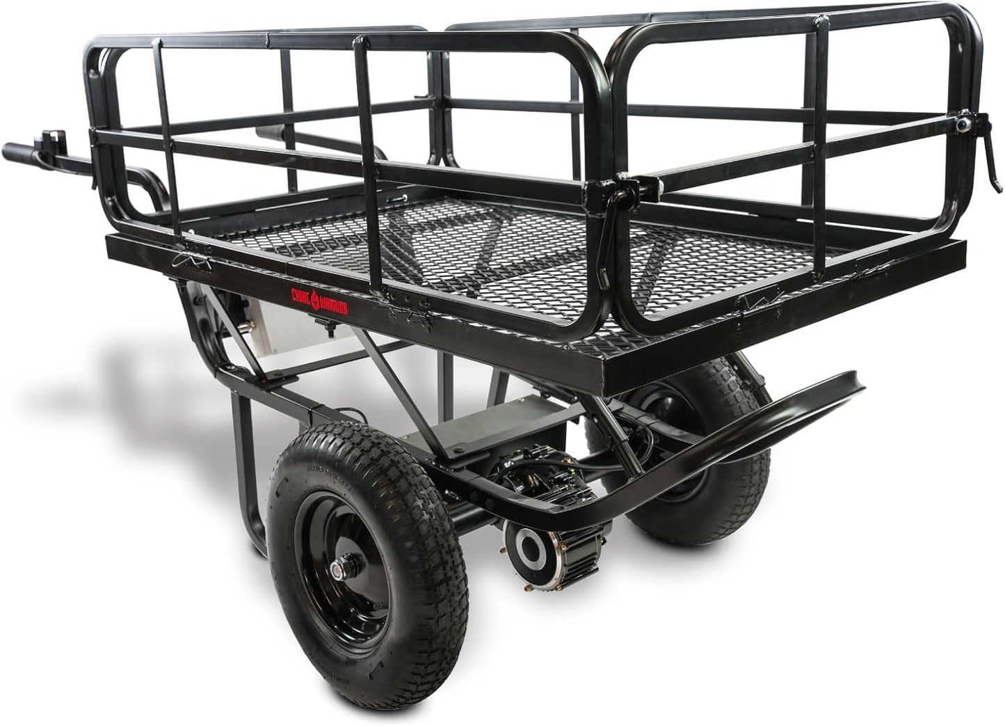 Electric Powered Utility Cart 350 LBS Capacity with Metal Mesh Deck Collapsible/Removable Sides 8 Hour Battery Life