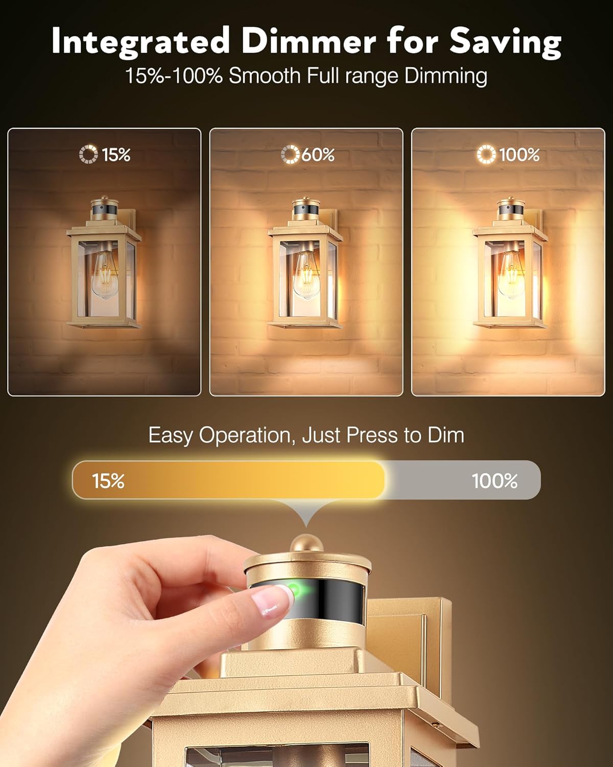 VIANIS Motion Sensor Exterior Lights for House, Dusk to Dawn Outdoor Light Fixture Lantern, Gold Waterproof Outdoor Motion Sensor Light for House, Doorway, Entryway, Garden, Hardwired, Non-Solar