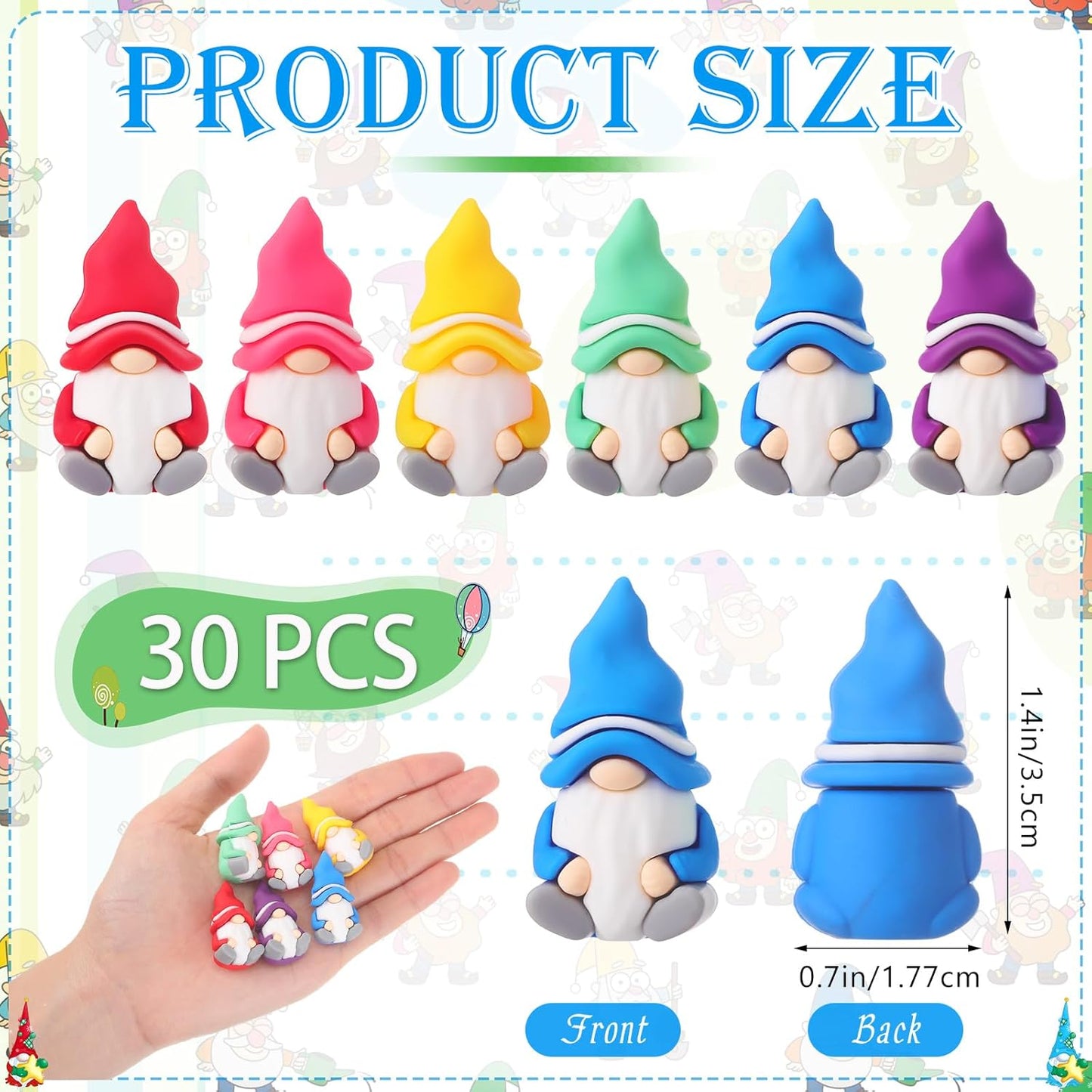 30 Pcs Mini Gnomes Figurines Tiny Fairy Resin Gnomes Statue Garden Bulk for Goody Bag Stuffers Filler Party Favors Gifts Decor Dwarf Statues Garden Dollhouse Micro Landscape Accessories