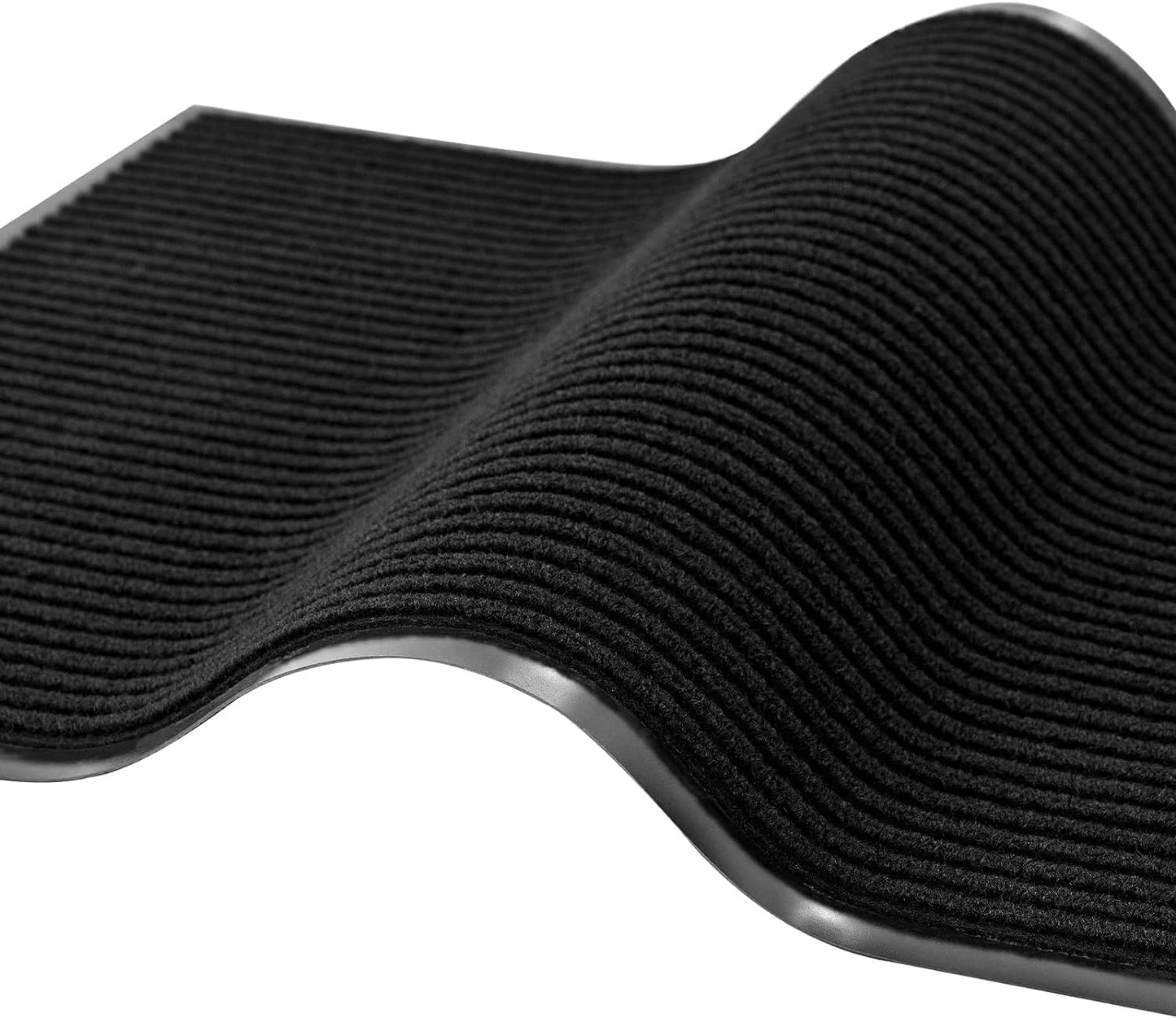 fani Heavy Duty Large Outdoor Indoor Entrance Black Doormat Waterproof Low Profile Entrance Rug Front Door Mat Patio Anti-Skid Rubber Back, 23x72 inch (Jet Black)