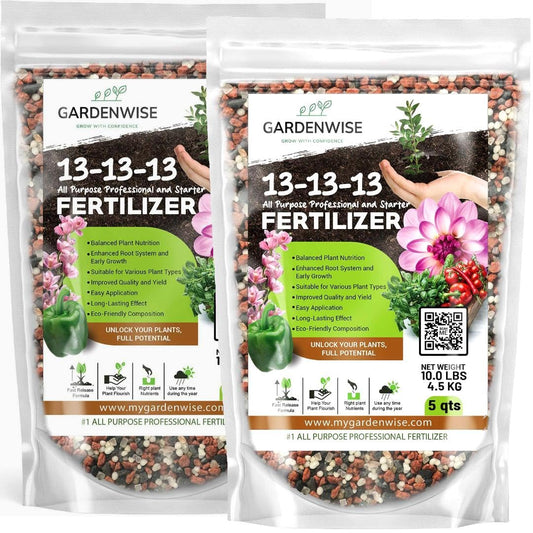 13-13-13 Slow Release Granular Fertilizer – All Purpose Plant Food 13 13 13 for Outdoor Grass, Vegetables, Roses, Flowers, Shrubs, Trees. Lawns, Gardens, Potted Plants (20 quarts)