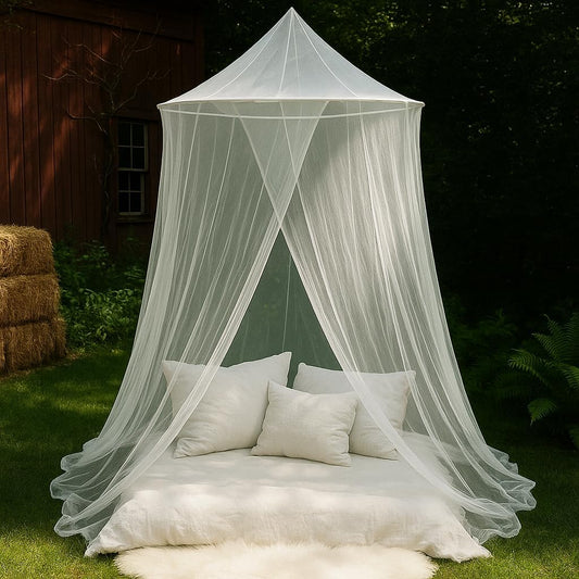 Large Mosquito Net for Bed or Outdoor Patio | 5FT Diameter Top Ring | Conical Shape Bed Canopy with Wide Base | Insect Netting for Bedroom, Garden, Gazebo, Balcony & Terrace | Outside Bug Protection