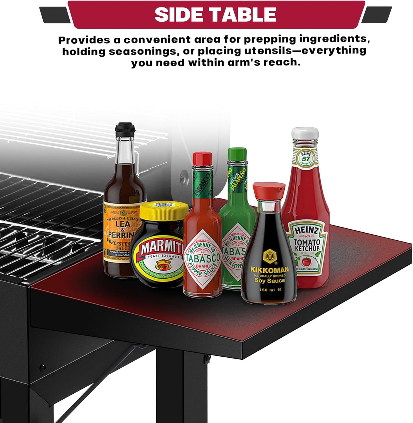 Charcoal Grill, BBQ Grill Charcoal Grill with Pull-Out Grease Tray for Outdoor Patio Backyard (Black)