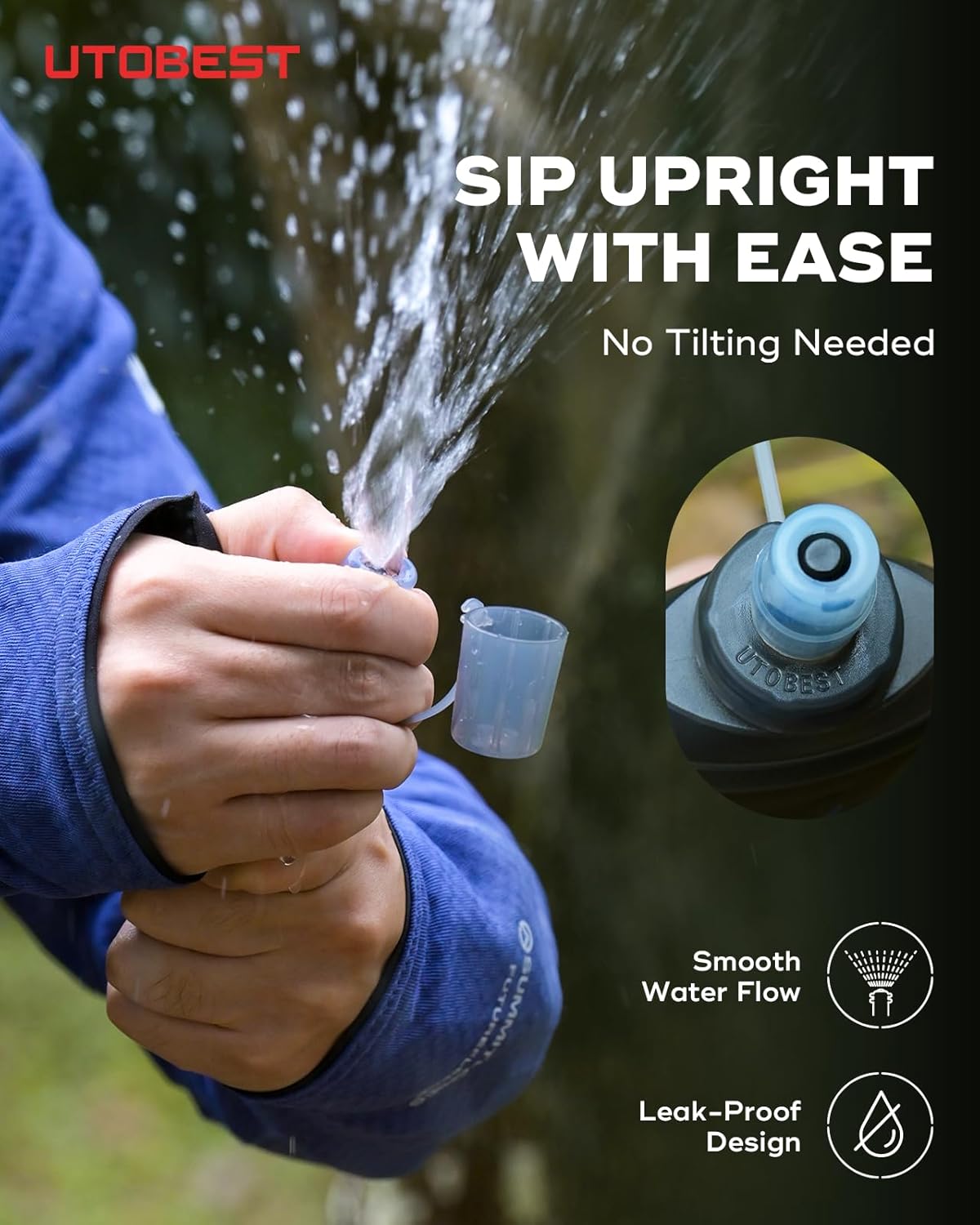 UTOBEST 200ml Soft Flask, 2 Pack Flexible TPU Hydration Water Bottle, Collapsible with 28mm Caliber for Running, Hiking, Cycling, Climbing, and Marathon Yellow