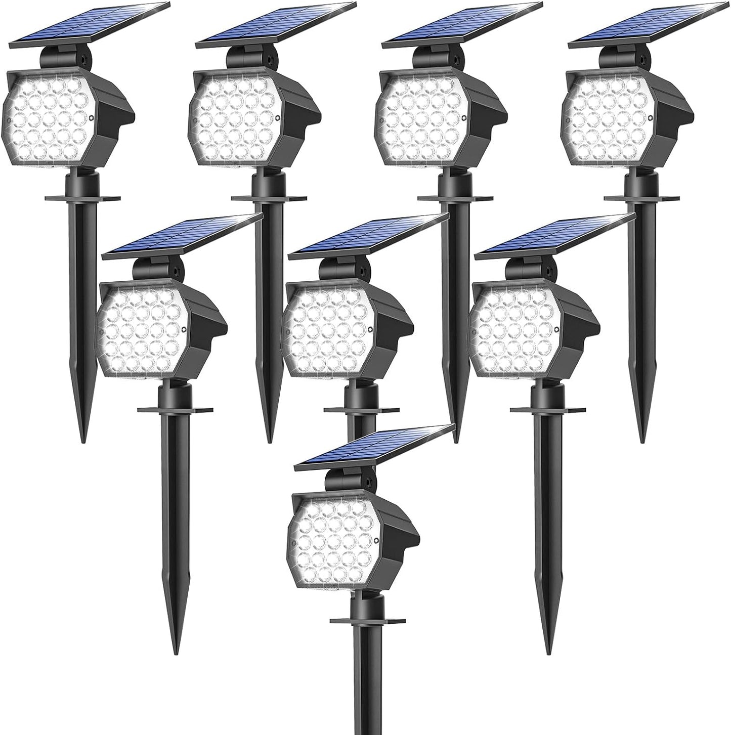 NIORSUN Solar Spot Lights Outdoor,23 LEDs Landscape Lighting with Auto On/Off and 3 Lighting Modes, IP67 Waterproof Spotlights,Outdoor Solar Lights for Yard Garden,8 Pack(Cool White)