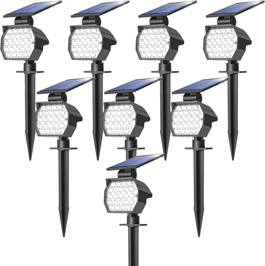 NIORSUN Solar Spot Lights Outdoor,23 LEDs Landscape Lighting with Auto On/Off and 3 Lighting Modes, IP67 Waterproof Spotlights,Outdoor Solar Lights for Yard Garden,8 Pack(Cool White)