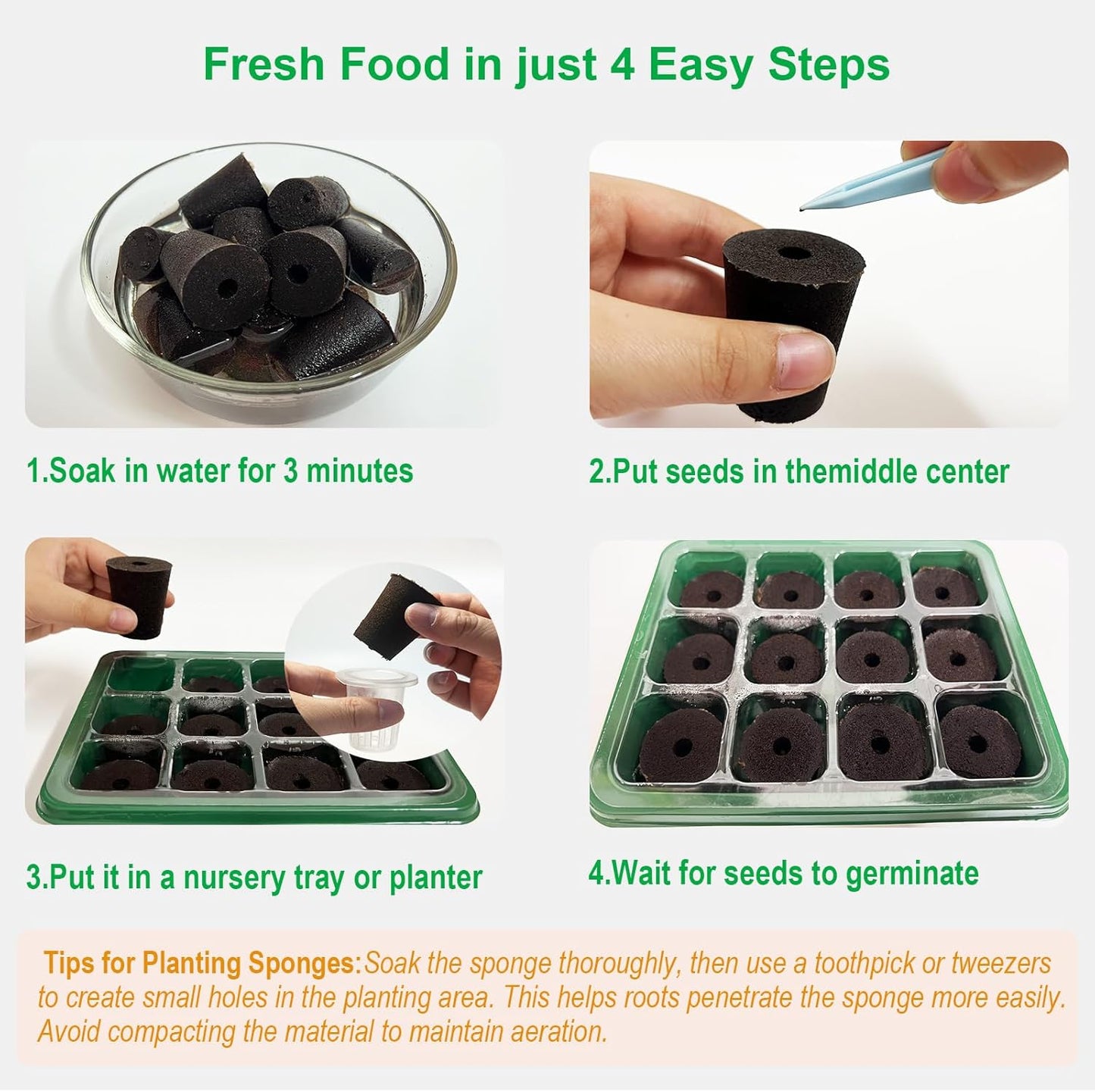 50 Pack Round hydroponic Growth Sponge, Suitable for Indoor and Outdoor hydroponic Gardens, Seed Germination, Plant Rooting, Vegetable Cultivation, Flower Arrangement