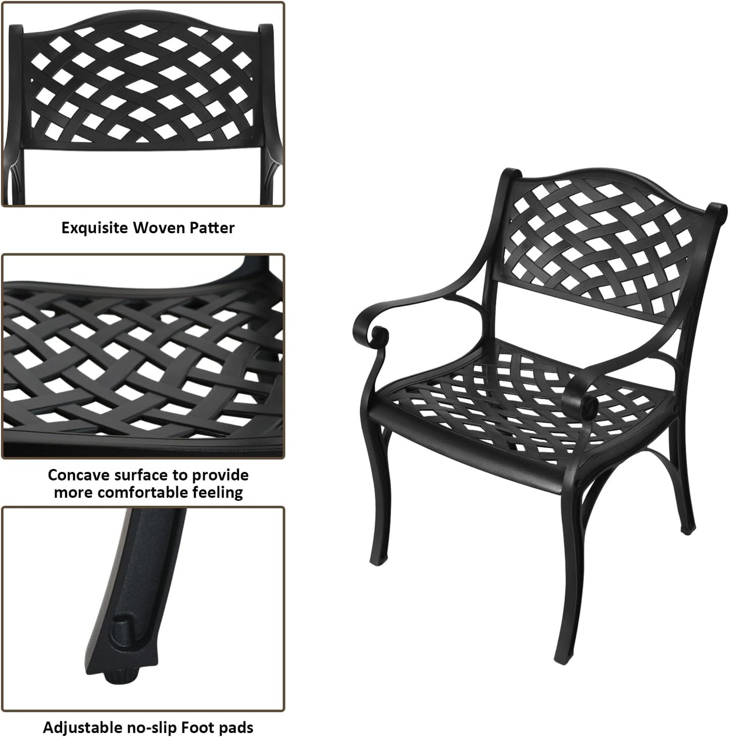 Outdoor Bistro Set 3 Piece, All Weather Bistro Table and Chairs Set, Cast Aluminum Patio Bistro Sets with 2.36" Umbrella Hole, Patio Furniture Set for Garden Porch