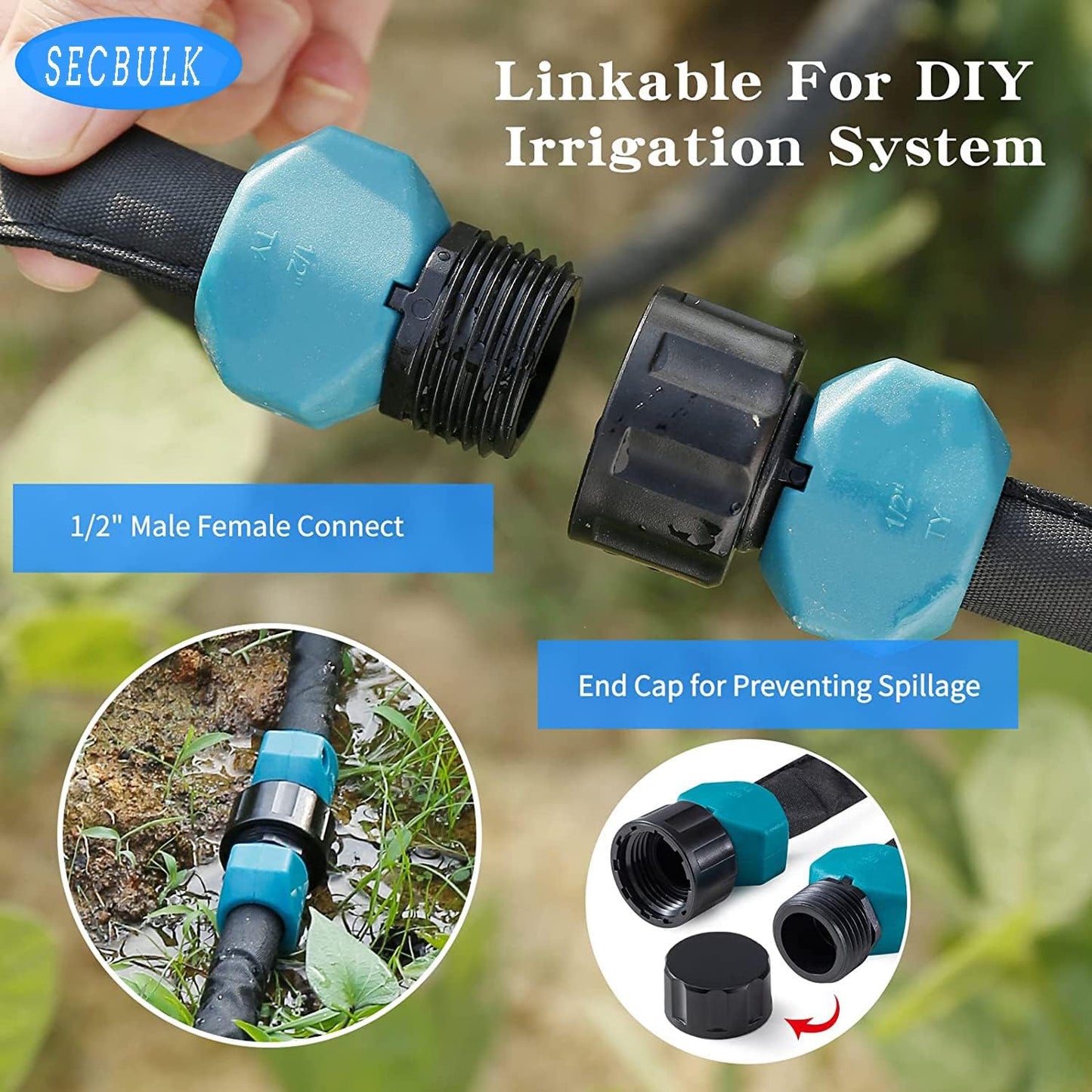 2025 Flat Soaker Hose 20 ft wth Stakes for Garden, 10ft x 2 Linkable Drip Hose Diy Garden Irrigation System Saving 80% Water, Dual-layer Leak-free Design Water Hose with Holes
