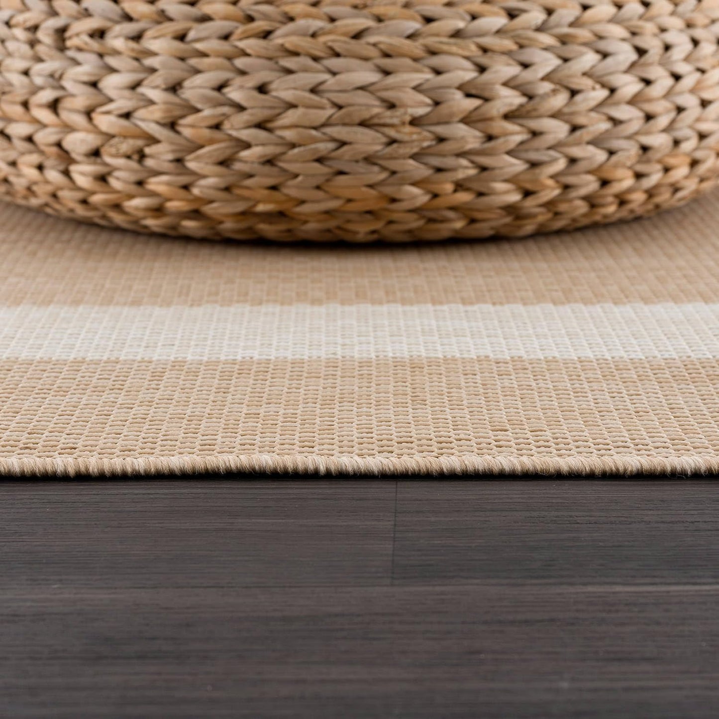 CAMILSON Outdoor Rug 8x10, Modern Outside Rugs for Patios Porches Waterproof Durable Washable Non-Shedding, Easy-to-Clean Indoor Outdoor Area Carpet (8 x 10, Bordered - Beige/White)